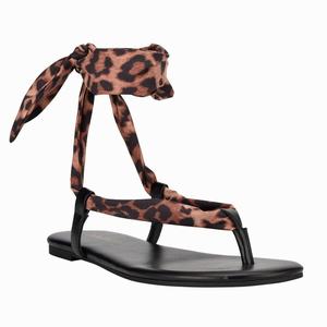 Nine West Trap Ankle Wrap Flat Sandals - Brown - Ireland (WB1852496)